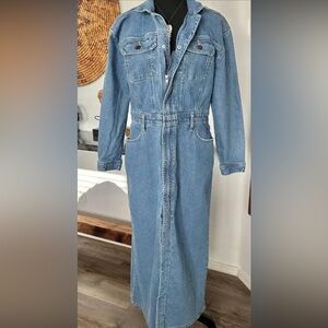 Denim Longline Universal Thread Women's Long Sleeve Denim Shirt Maxi Dress